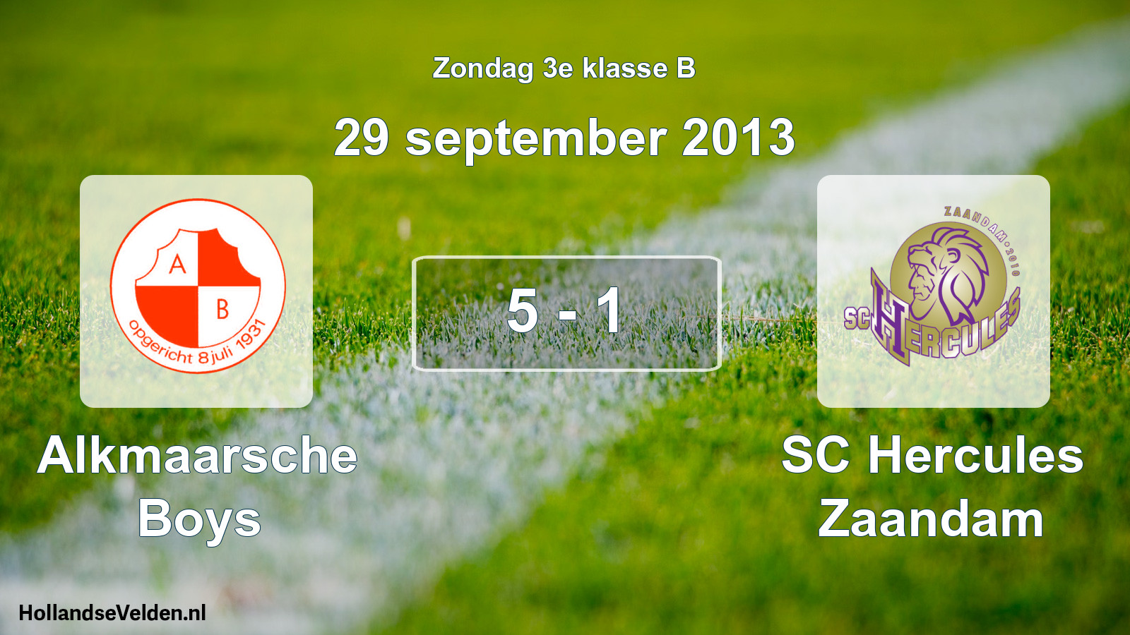 Total number of matches played: Alkmaarsche Boys - SC Hercules Zaandam 5 - 1 (29 September 2013)
