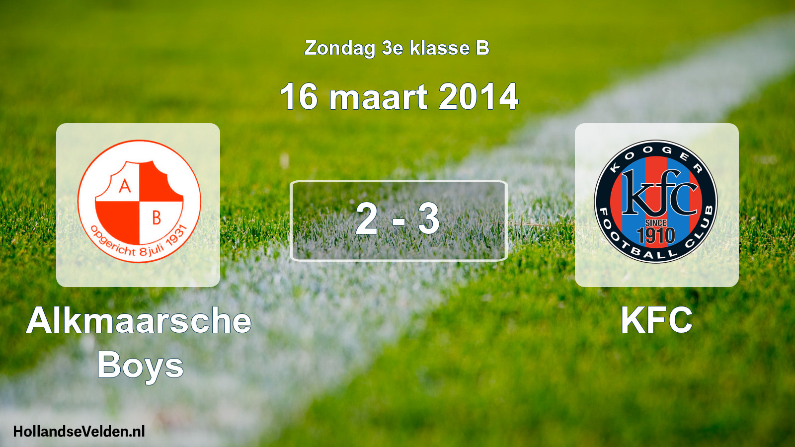 Total number of matches played: Alkmaarsche Boys - KFC 2 - 3 (16 March 2014)