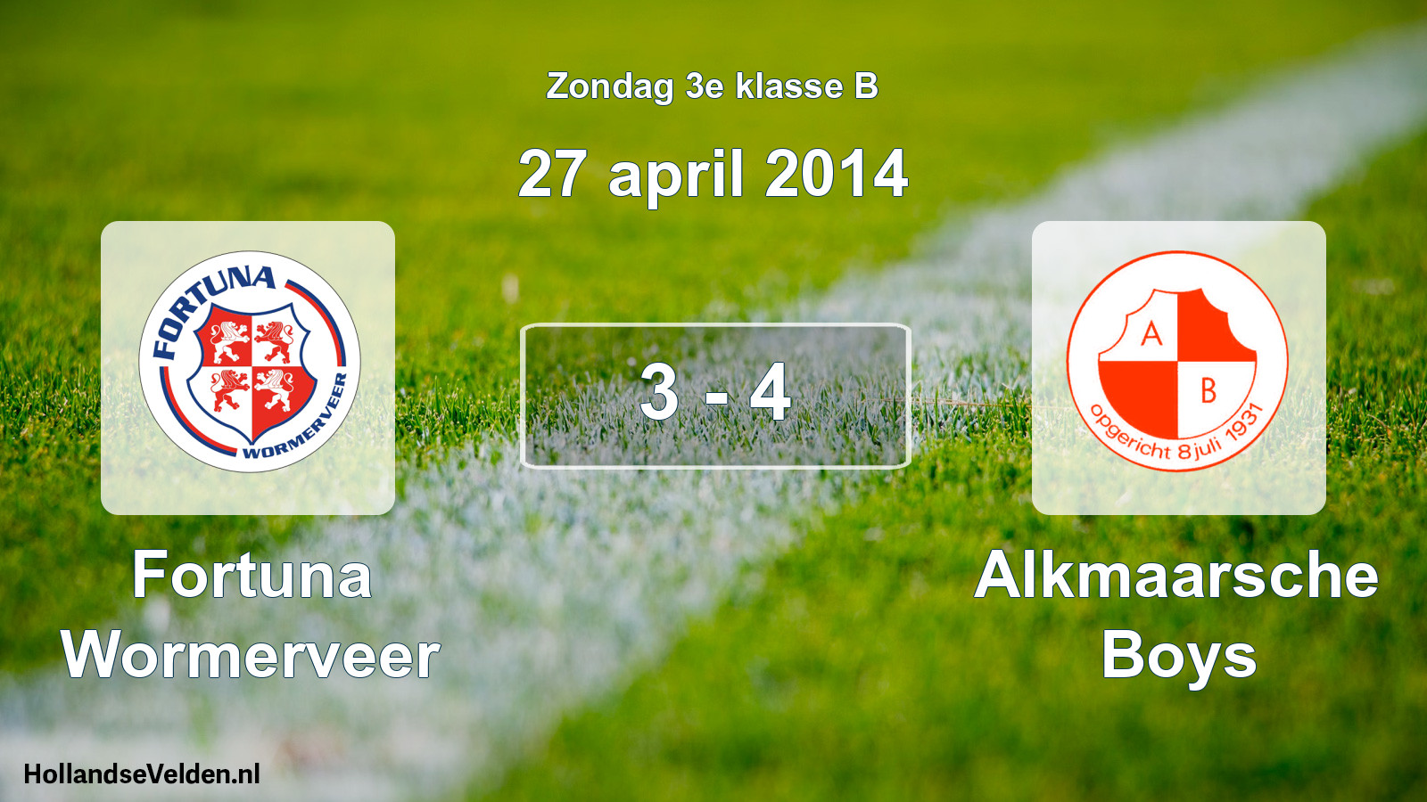 Total number of matches played: Fortuna Wormerveer - Alkmaarsche Boys 3 - 4 (27 April 2014)