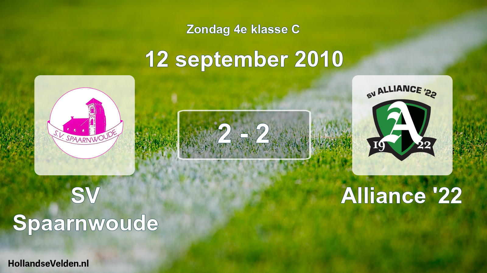 Total number of matches played: SV Spaarnwoude - Alliance '22 2 - 2 (12 September 2010)