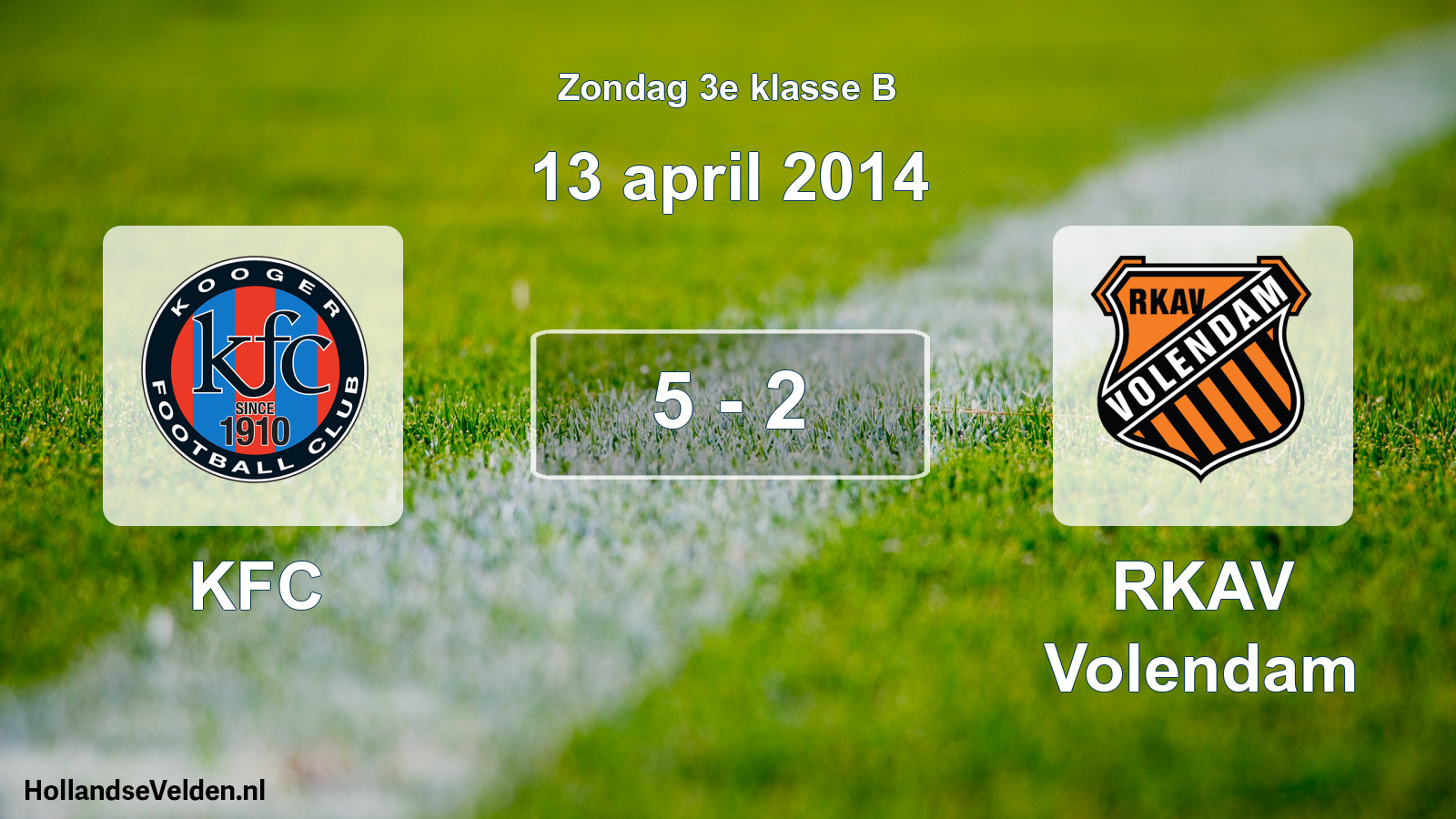 Total number of matches played: KFC - RKAV Volendam 5 - 2 (13 April 2014)