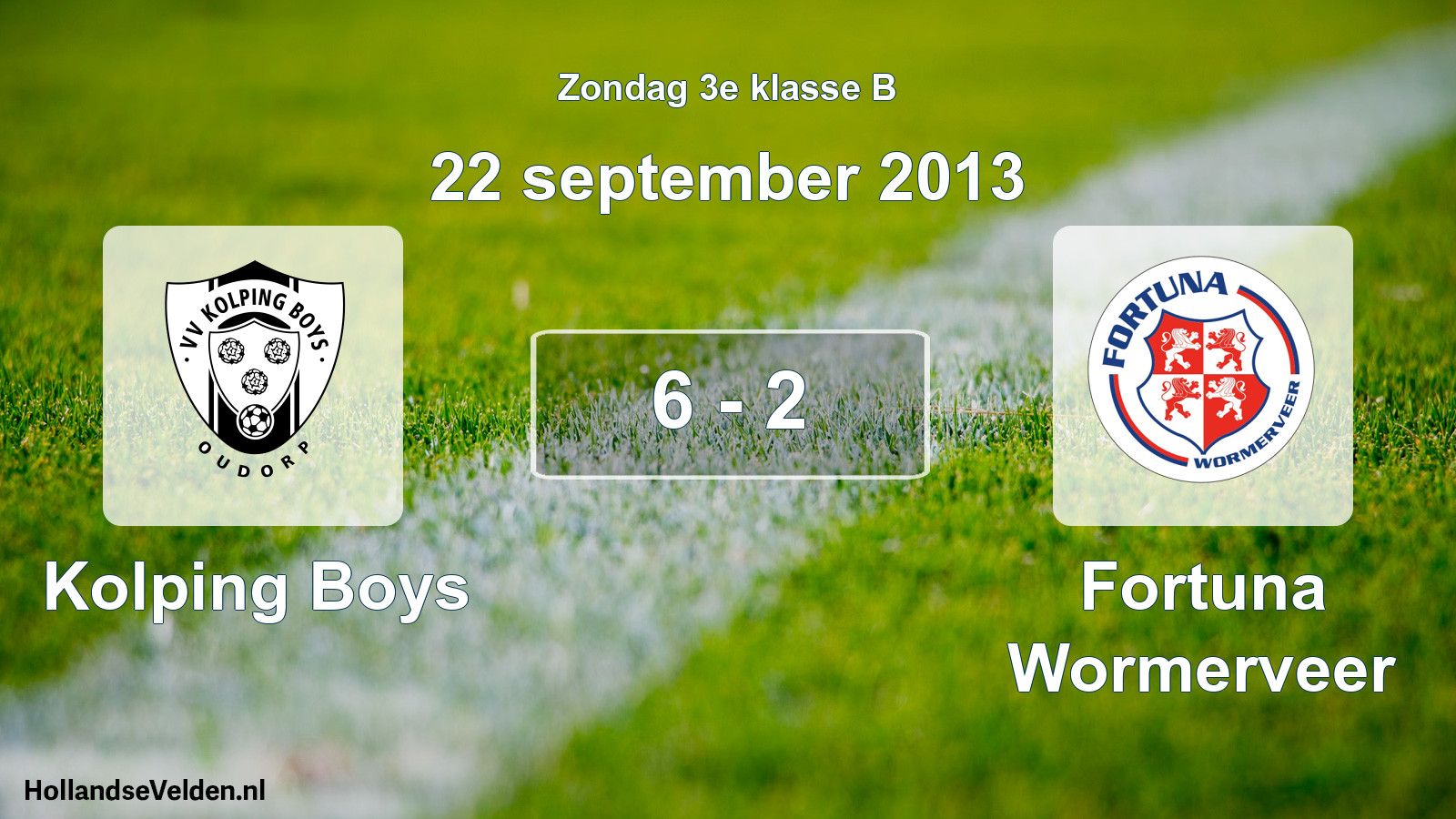 Total number of matches played: Kolping Boys - Fortuna Wormerveer 6 - 2 (22 September 2013)