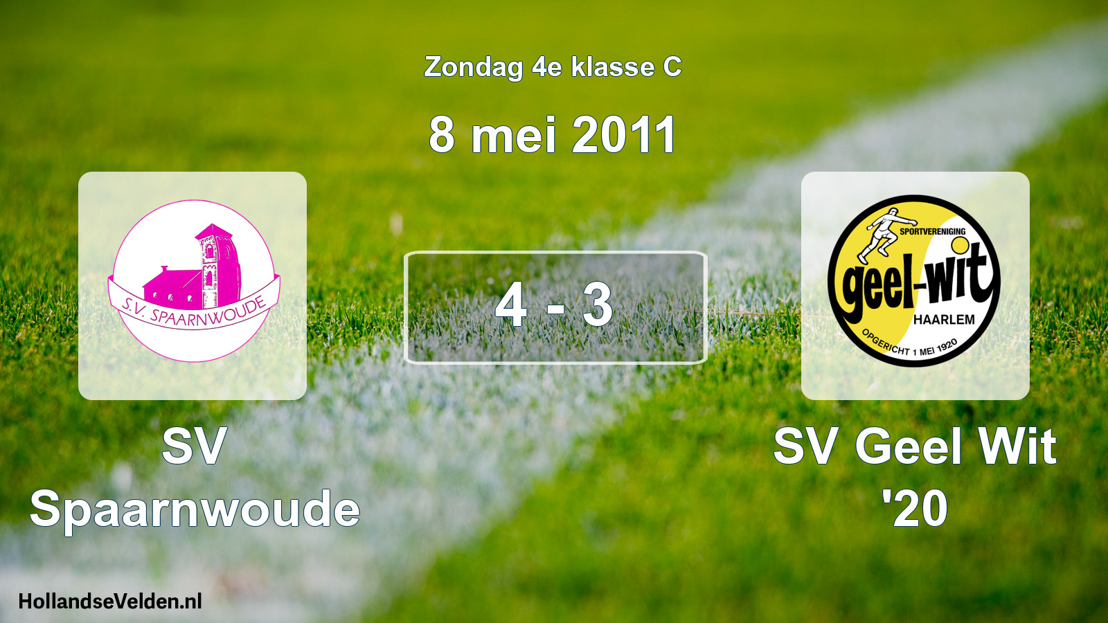 Total number of matches played: SV Spaarnwoude - SV Geel Wit '20 4 - 3 (8 May 2011)