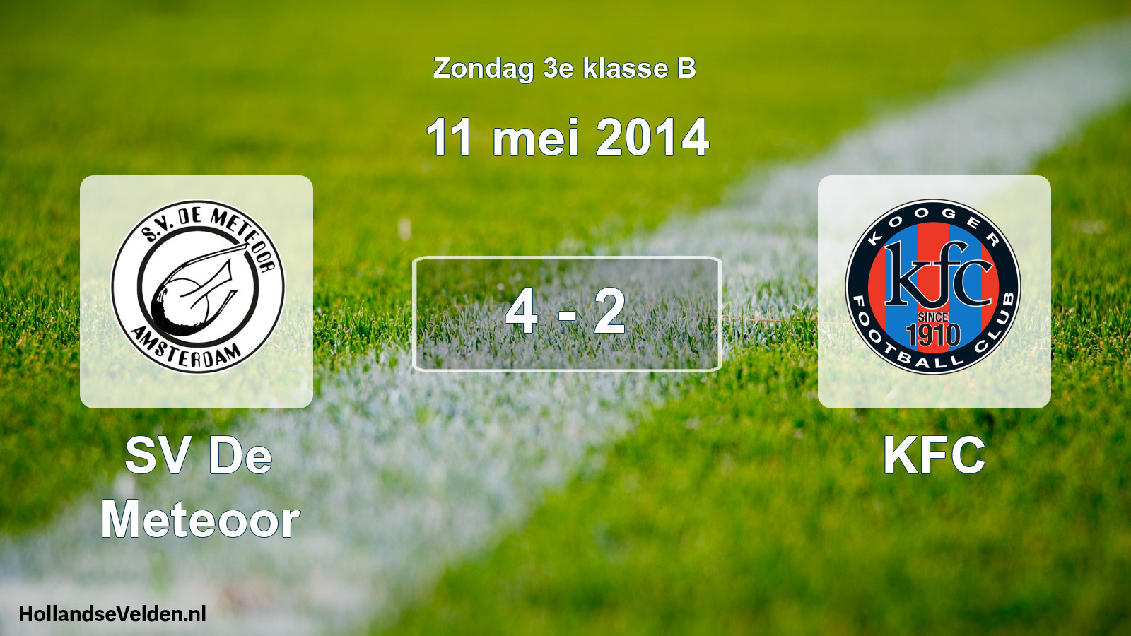 Total number of matches played: SV De Meteoor - KFC 4 - 2 (11 May 2014)