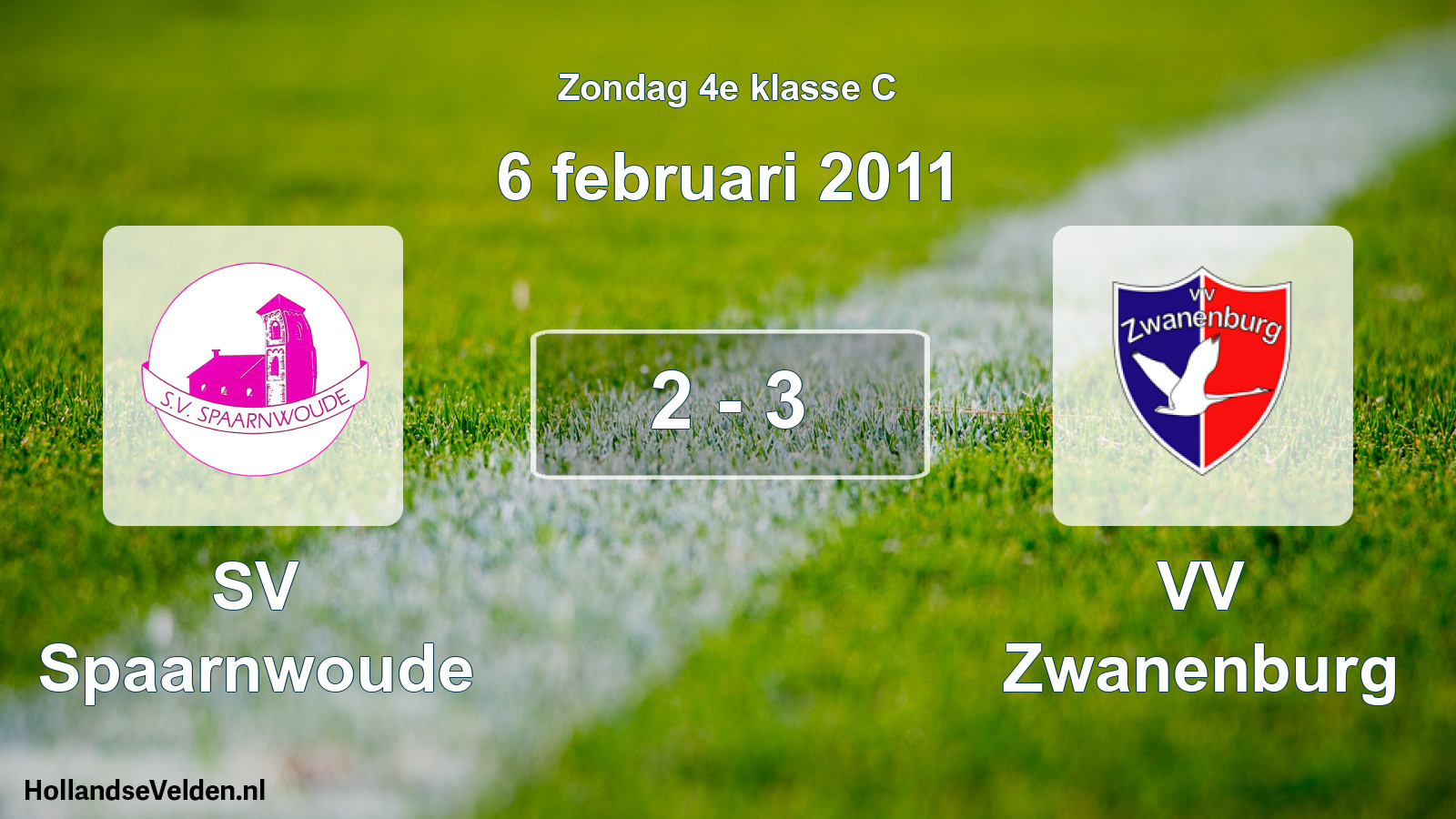 Total number of matches played: SV Spaarnwoude - VV Zwanenburg 2 - 3 (6 February 2011)