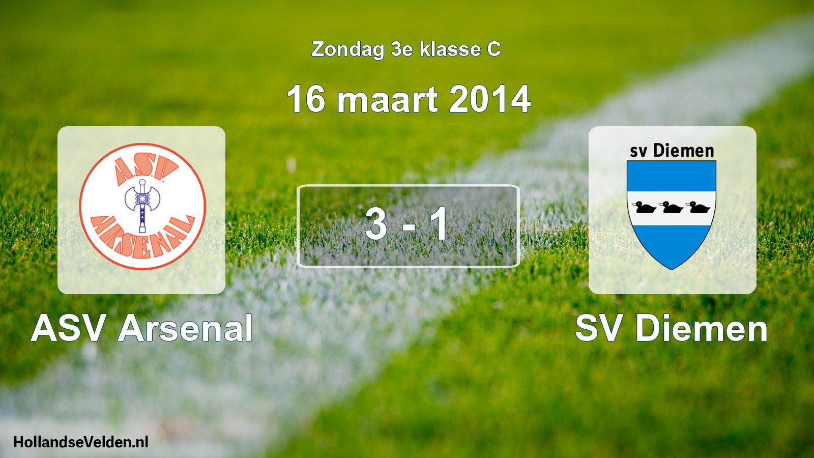 Total number of matches played: ASV Arsenal - SV Diemen 3 - 1 (16 March 2014)