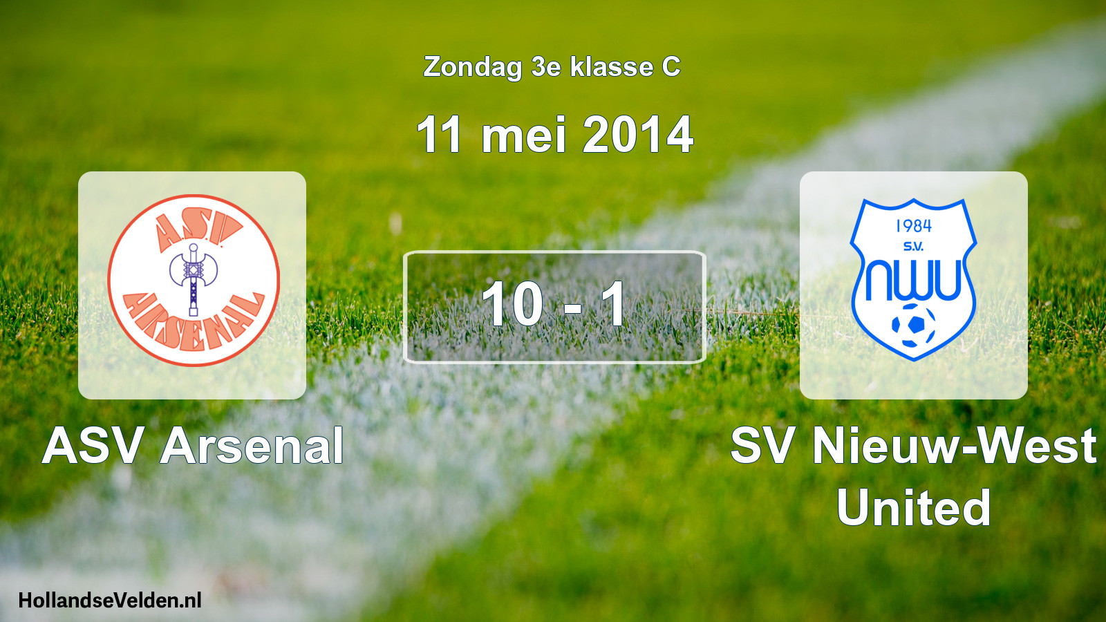 Total number of matches played: ASV Arsenal - SV Nieuw-West United 10 - 1 (11 May 2014)