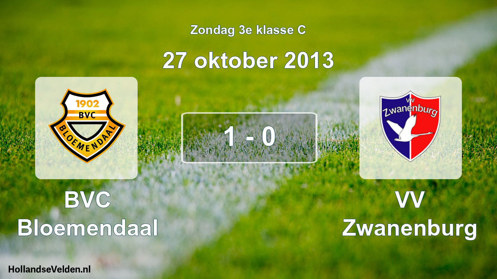 Total number of matches played: BVC Bloemendaal - VV Zwanenburg 1 - 0 (27 October 2013)