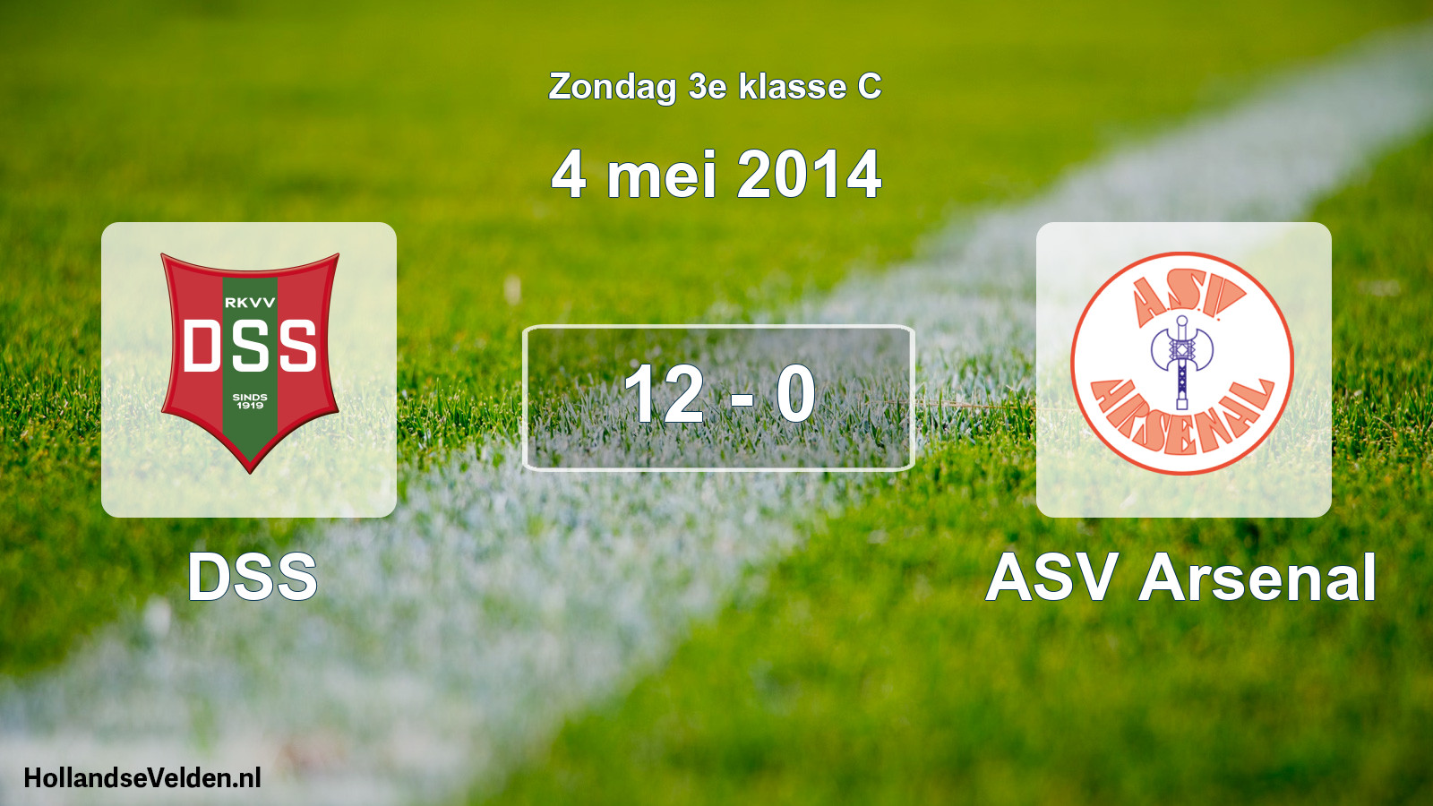 Total number of matches played: DSS - ASV Arsenal 12 - 0 (4 May 2014)