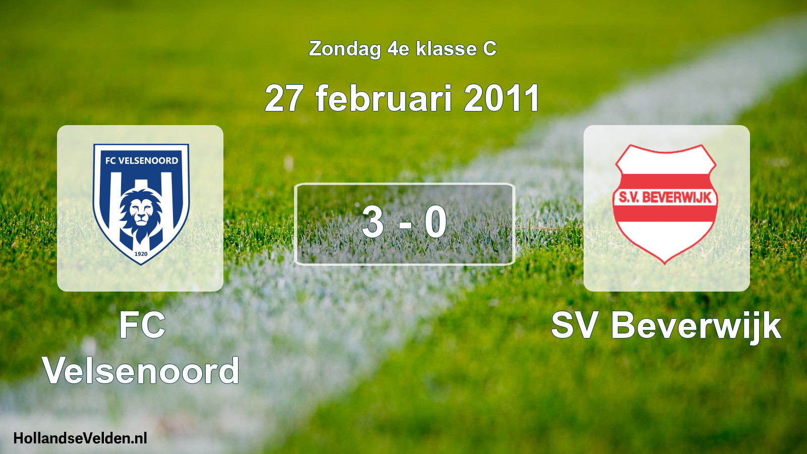 Total number of matches played: FC Velsenoord - SV Beverwijk 3 - 0 (27 February 2011)