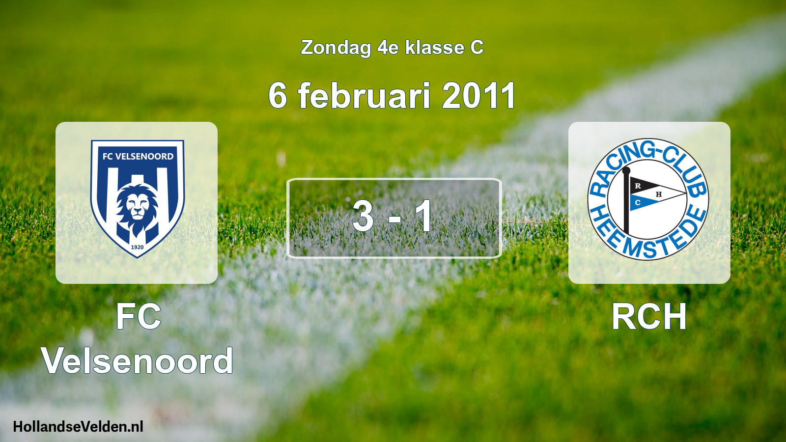 Total number of matches played: FC Velsenoord - RCH 3 - 1 (6 February 2011)
