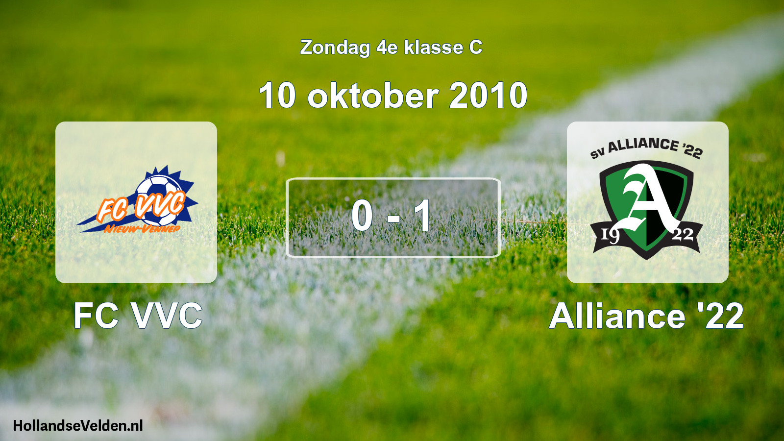 Total number of matches played: FC VVC - Alliance '22 0 - 1 (10 October 2010)
