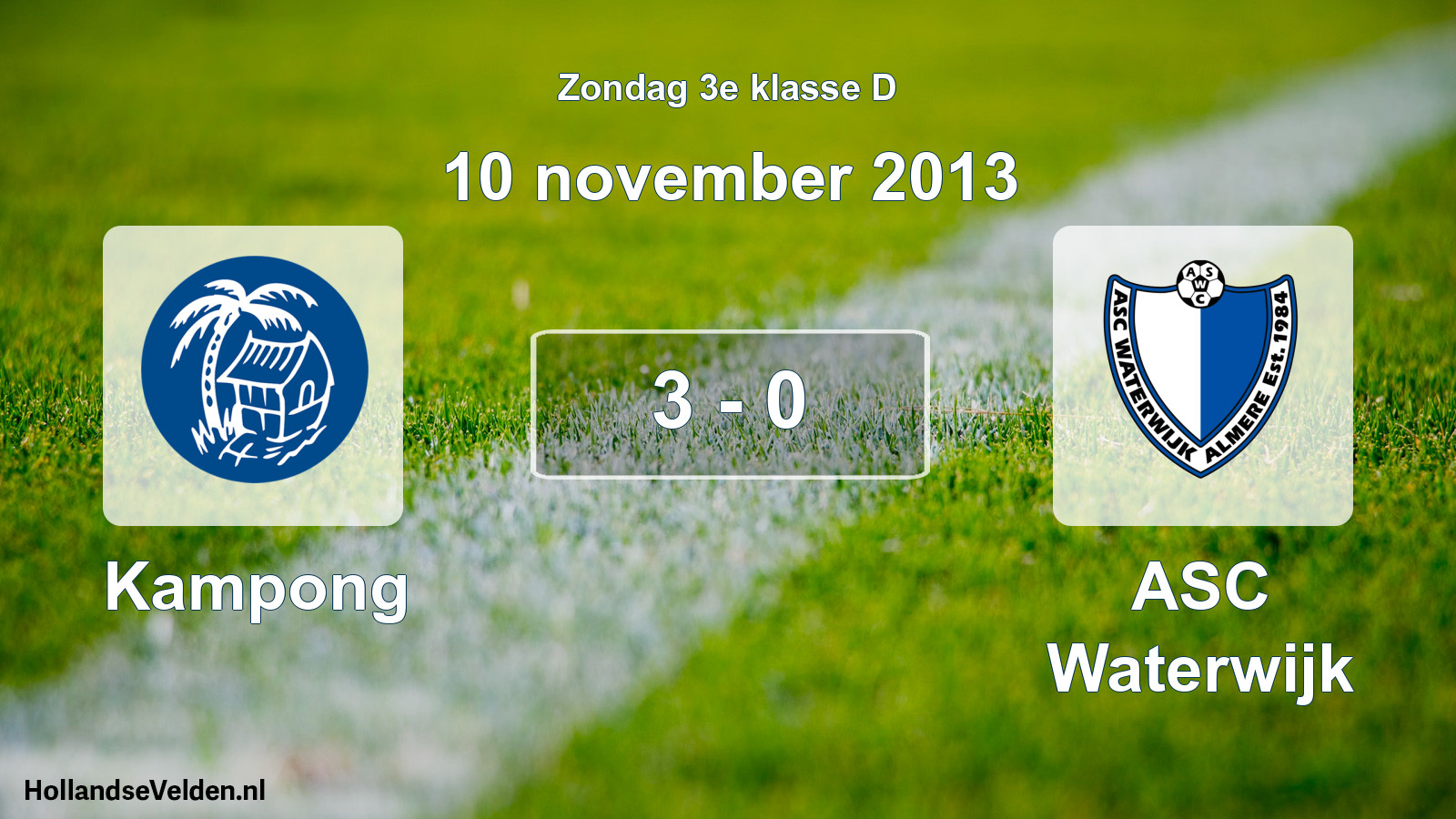 Total number of matches played: Kampong - ASC Waterwijk 3 - 0 (10 November 2013)