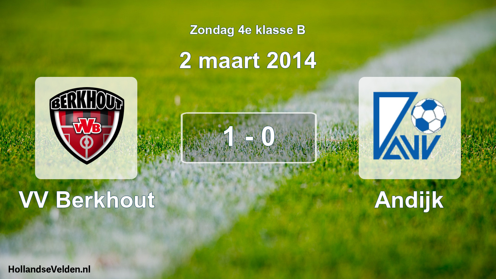 Total number of matches played: VV Berkhout - Andijk 1 - 0 (2 March 2014)