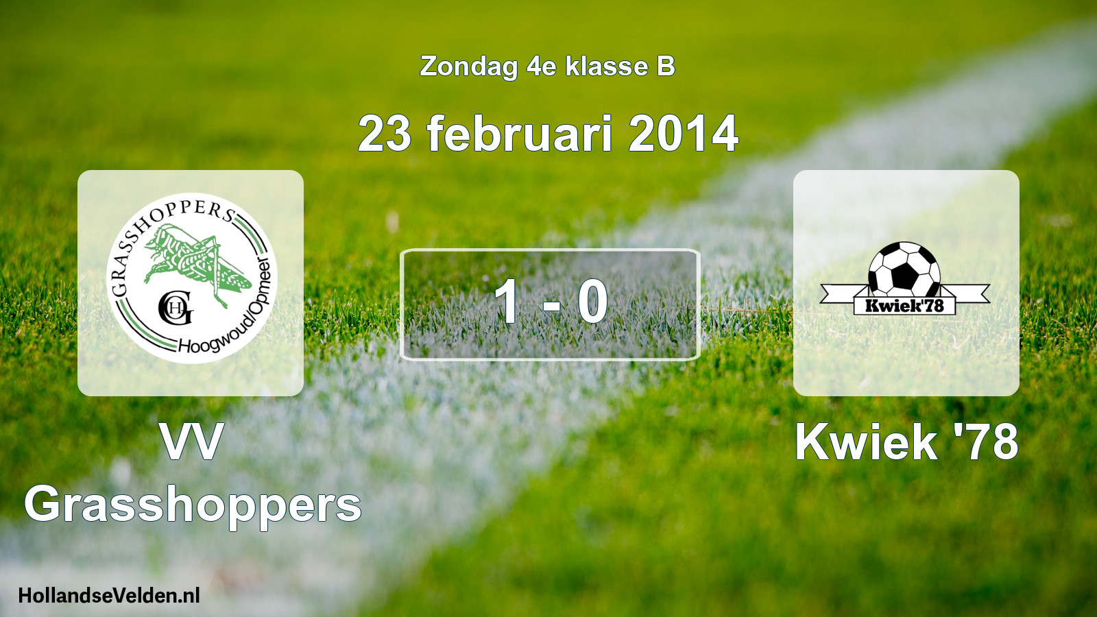 Total number of matches played: VV Grasshoppers - Kwiek '78 1 - 0 (23 February 2014)