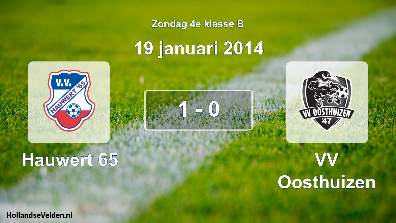 Total number of matches played: Hauwert 65 - VV Oosthuizen 1 - 0 (19 January 2014)