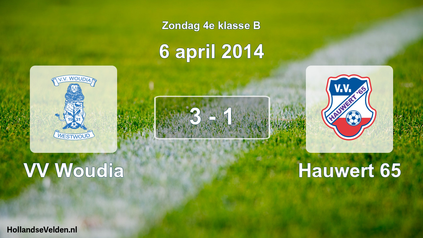 Total number of matches played: VV Woudia - Hauwert 65 3 - 1 (6 April 2014)