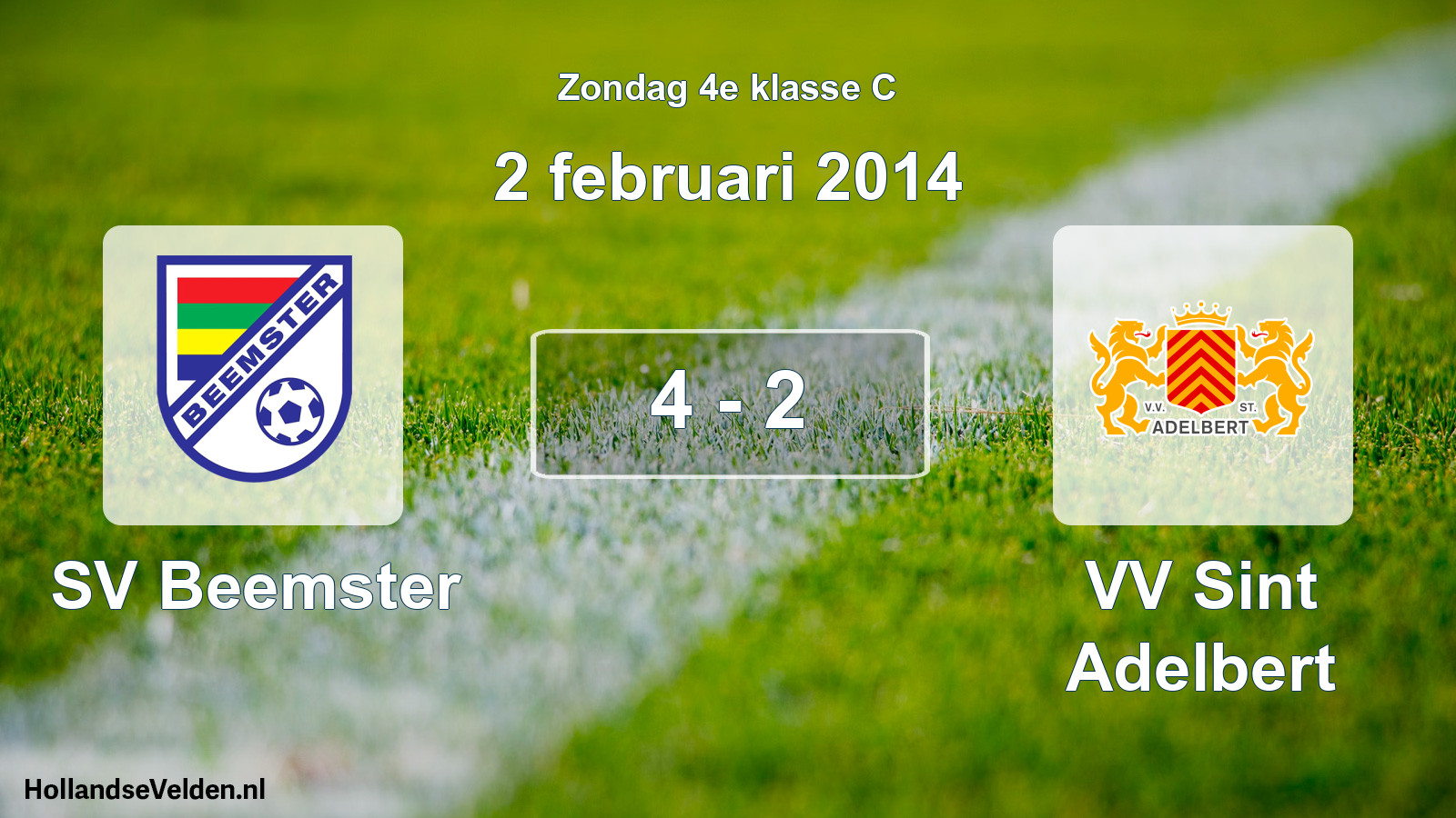 Total number of matches played: SV Beemster - VV Sint Adelbert 4 - 2 (2 February 2014)