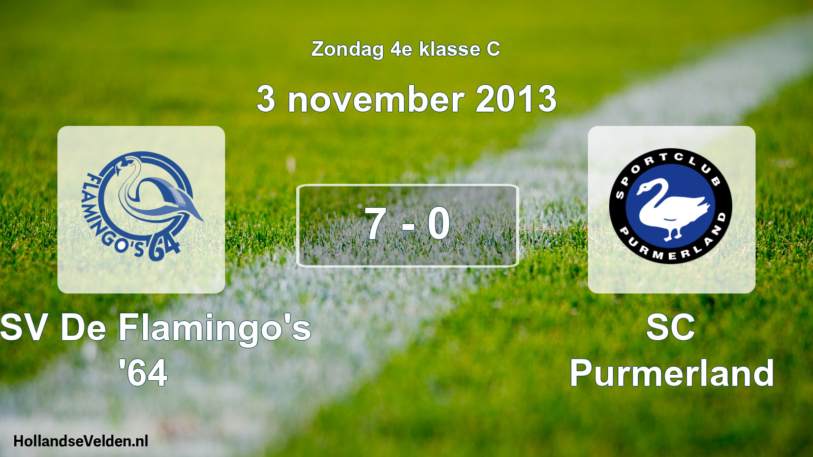 Total number of matches played: ASV De Flamingo's '64 - SC Purmerland 7 - 0 (3 November 2013)