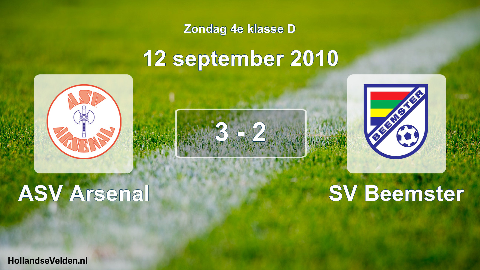 Total number of matches played: ASV Arsenal - SV Beemster 3 - 2 (12 September 2010)