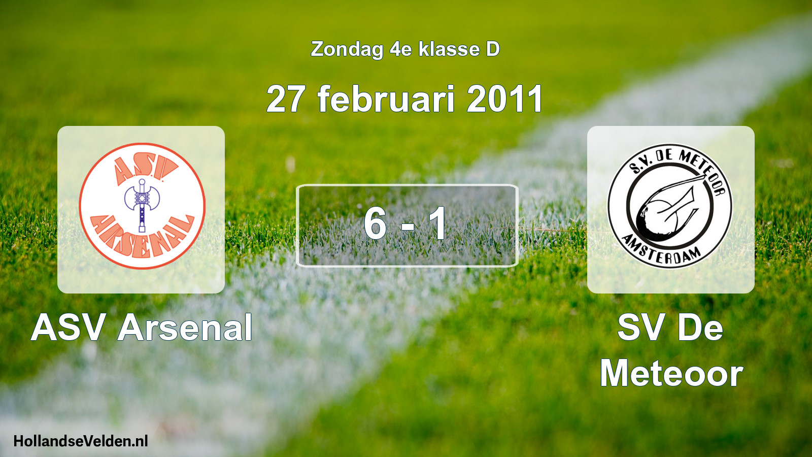 Total number of matches played: ASV Arsenal - SV De Meteoor 6 - 1 (27 February 2011)