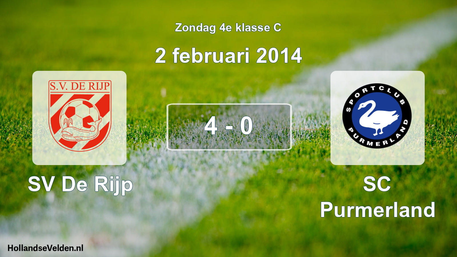Total number of matches played: SV De Rijp - SC Purmerland 4 - 0 (2 February 2014)