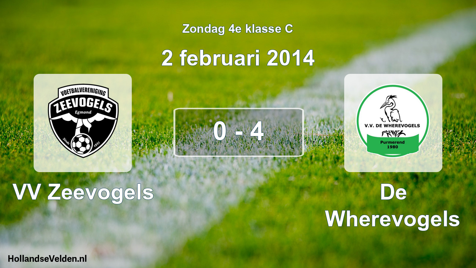 Total number of matches played: VV Zeevogels - De Wherevogels 0 - 4 (2 February 2014)