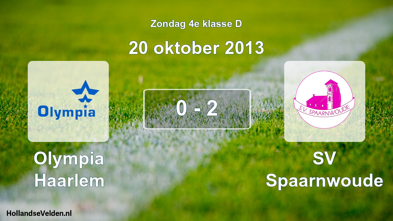 Total number of matches played: Olympia Haarlem - SV Spaarnwoude 0 - 2 (20 October 2013)