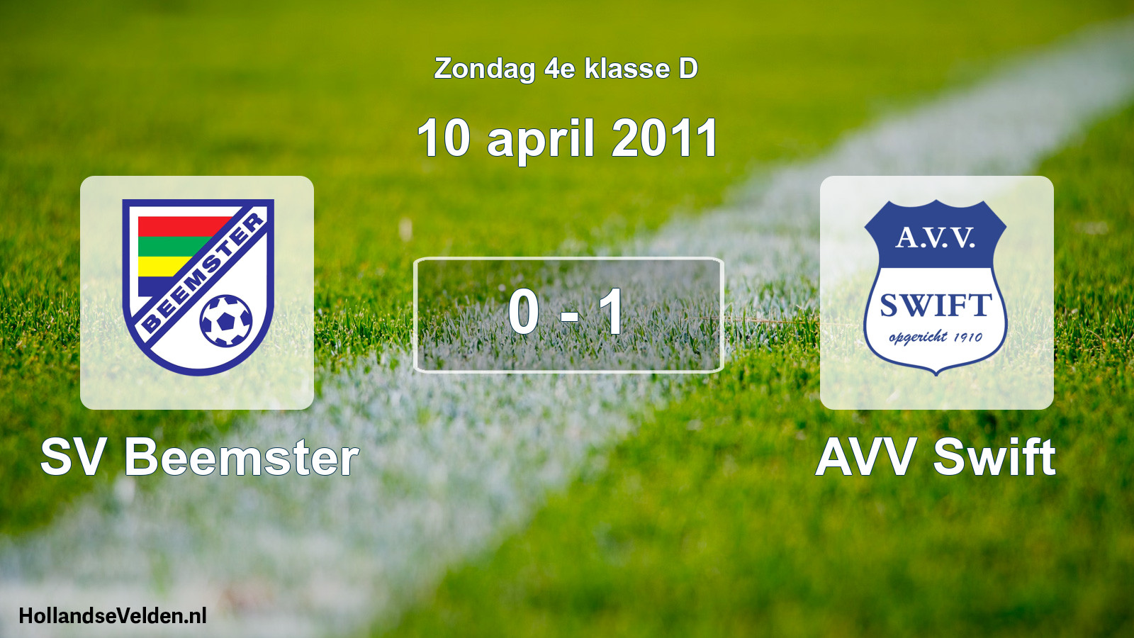 Total number of matches played: SV Beemster - AVV Swift 0 - 1 (10 April 2011)