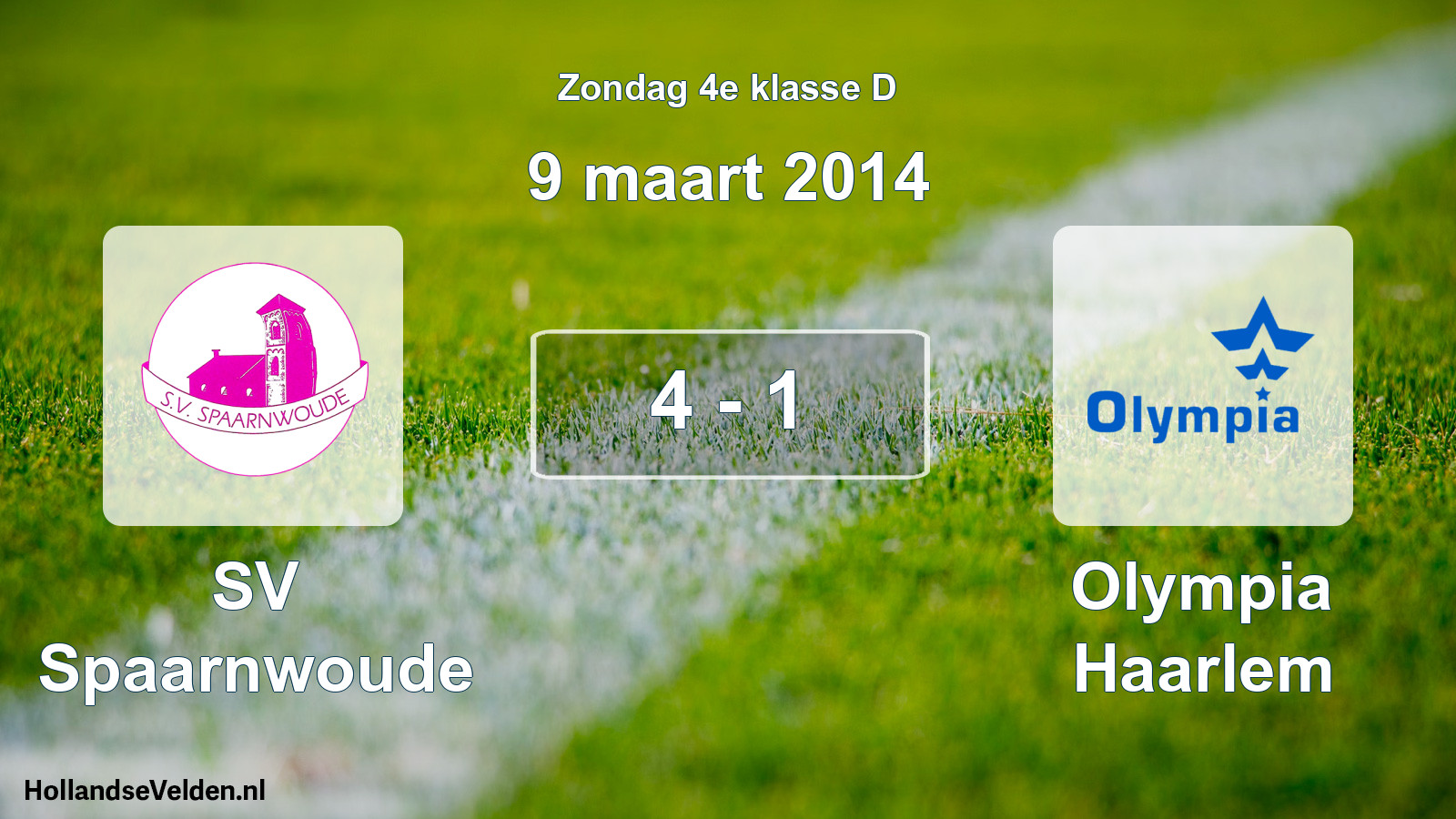 Total number of matches played: SV Spaarnwoude - Olympia Haarlem 4 - 1 (9 March 2014)