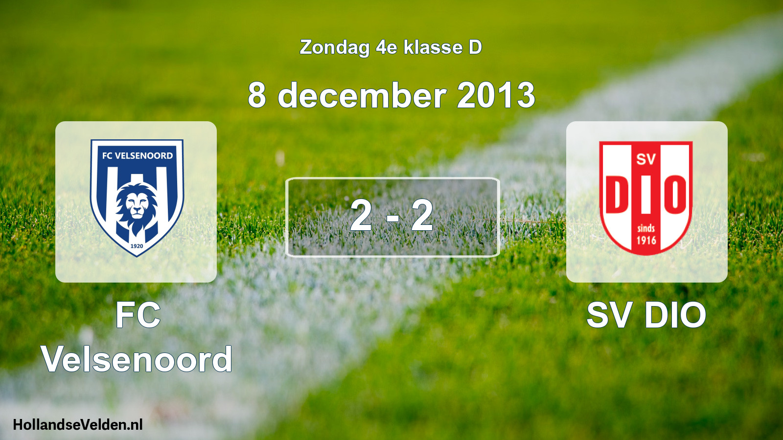 Total number of matches played: FC Velsenoord - SV DIO 2 - 2 (8 December 2013)