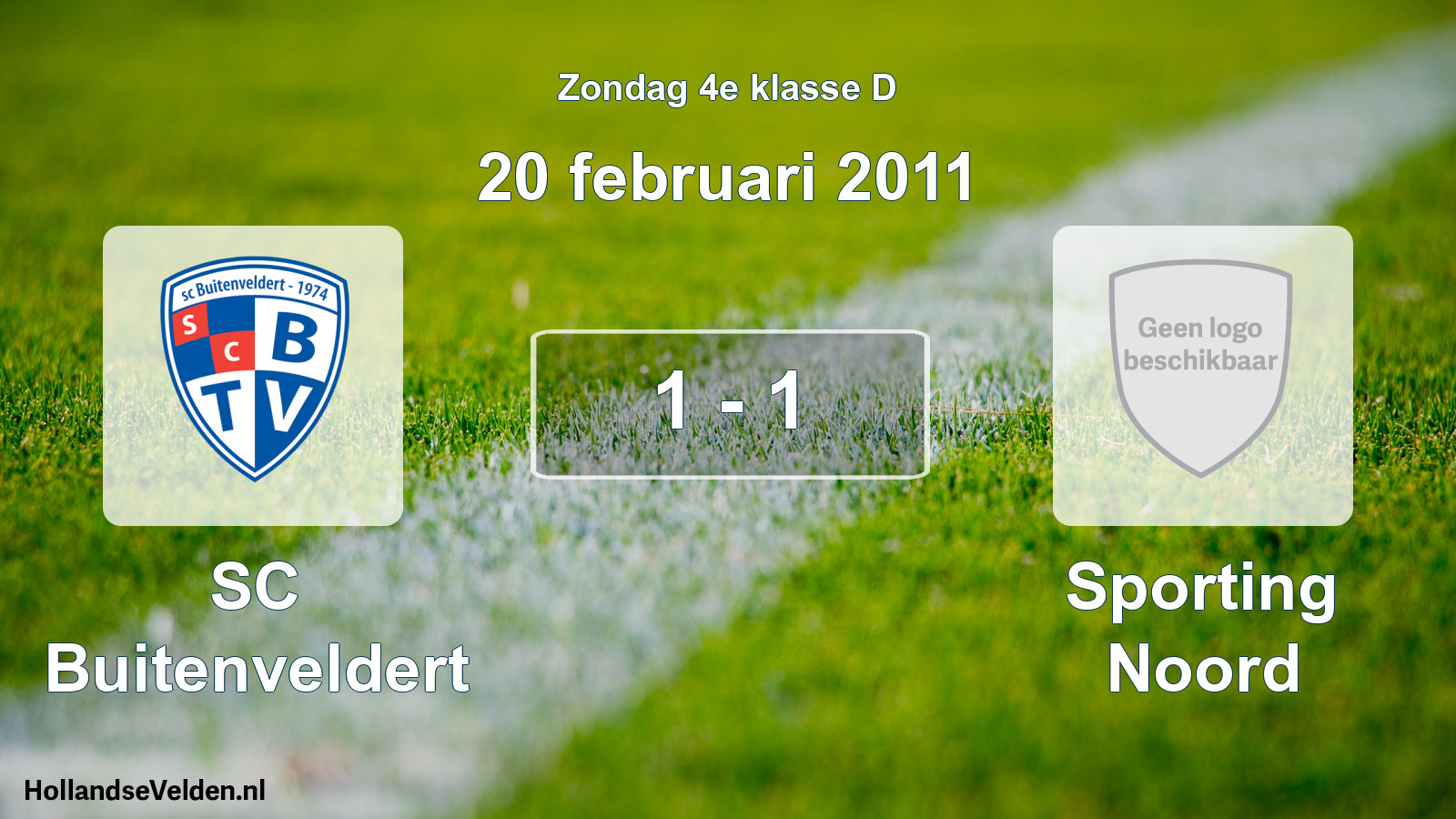 Total number of matches played: SC Buitenveldert - Sporting Noord 1 - 1 (20 February 2011)