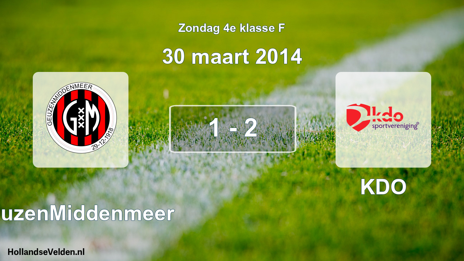 Total number of matches played: GeuzenMiddenmeer - KDO 1 - 2 (30 March 2014)