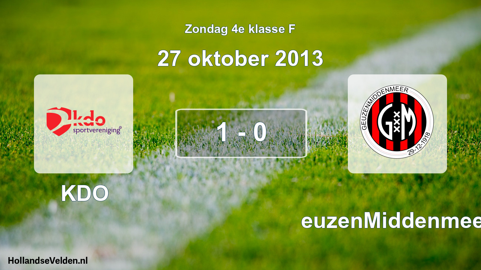 Total number of matches played: KDO - GeuzenMiddenmeer 1 - 0 (27 October 2013)