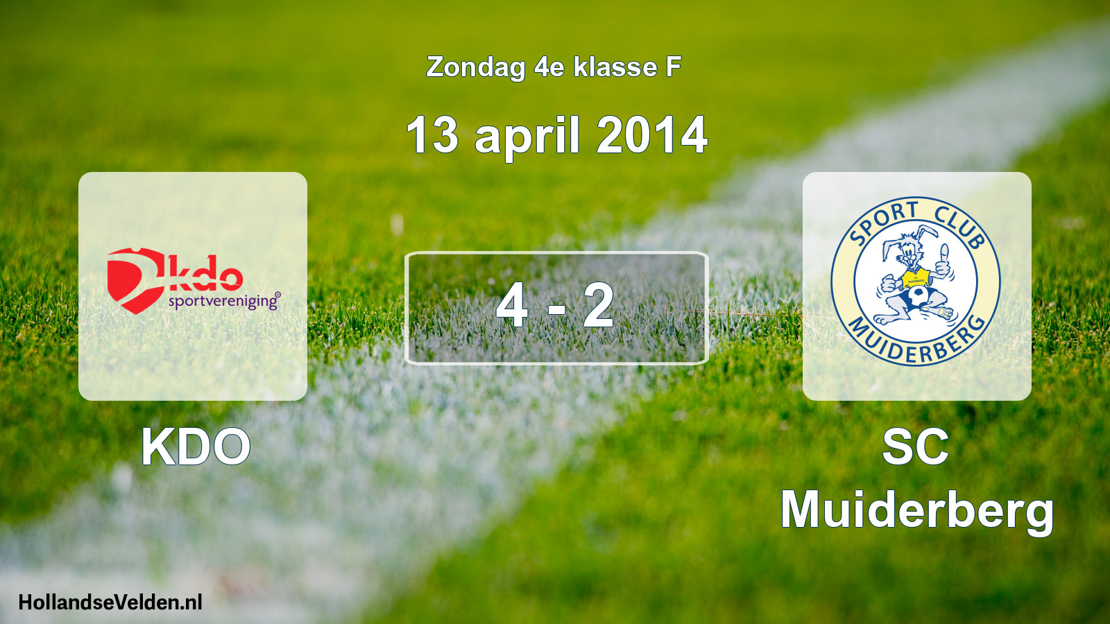 Total number of matches played: KDO - SC Muiderberg 4 - 2 (13 April 2014)