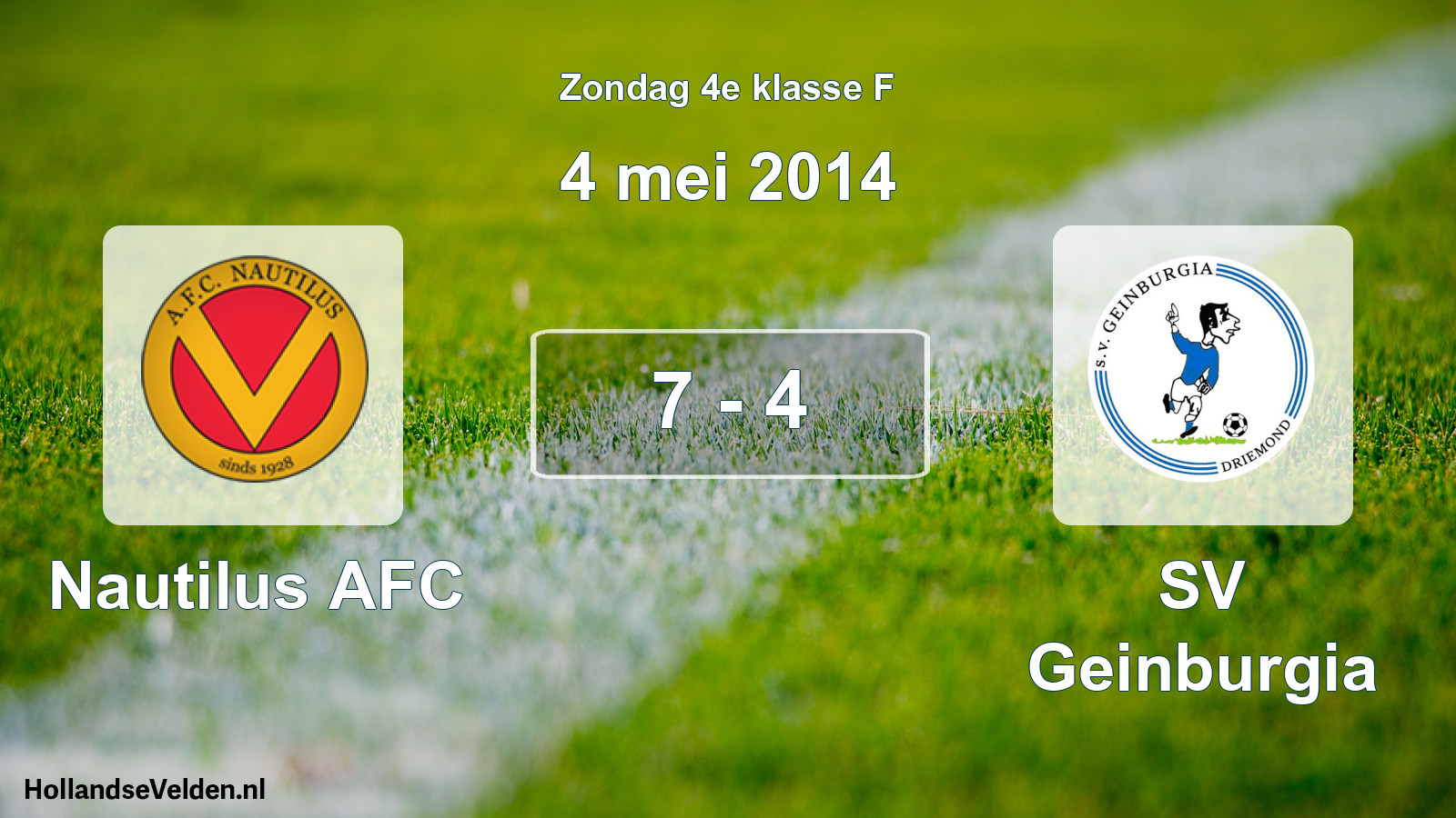 Total number of matches played: Nautilus AFC - SV Geinburgia 7 - 4 (4 May 2014)