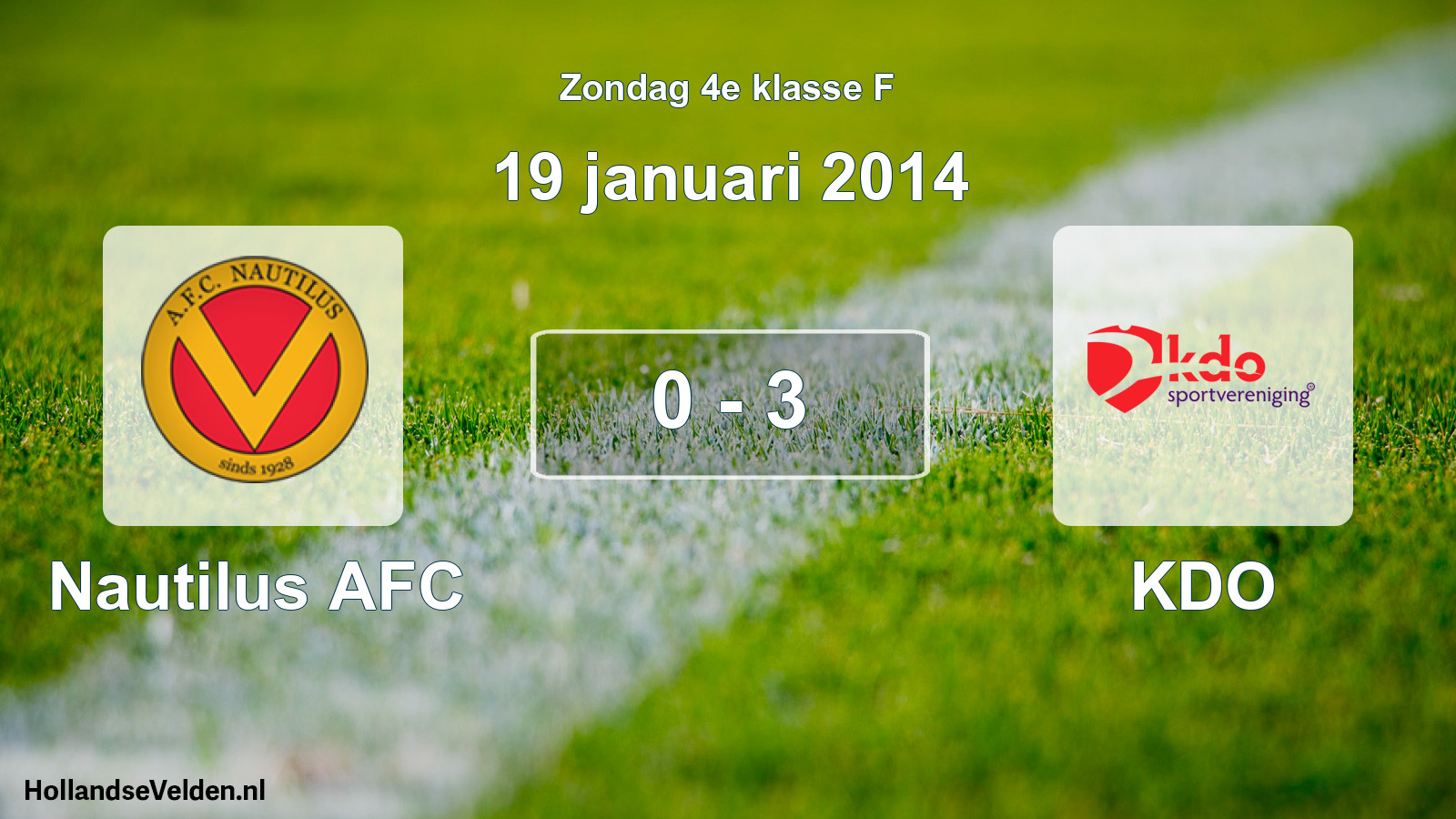 Total number of matches played: Nautilus AFC - KDO 0 - 3 (19 January 2014)
