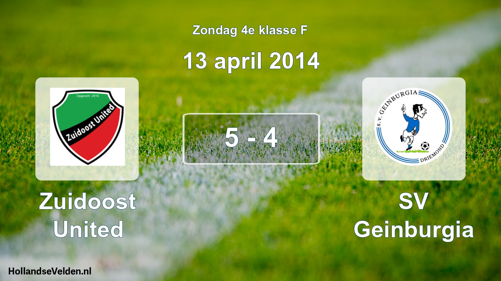 Total number of matches played: Zuidoost United - SV Geinburgia 5 - 4 (13 April 2014)