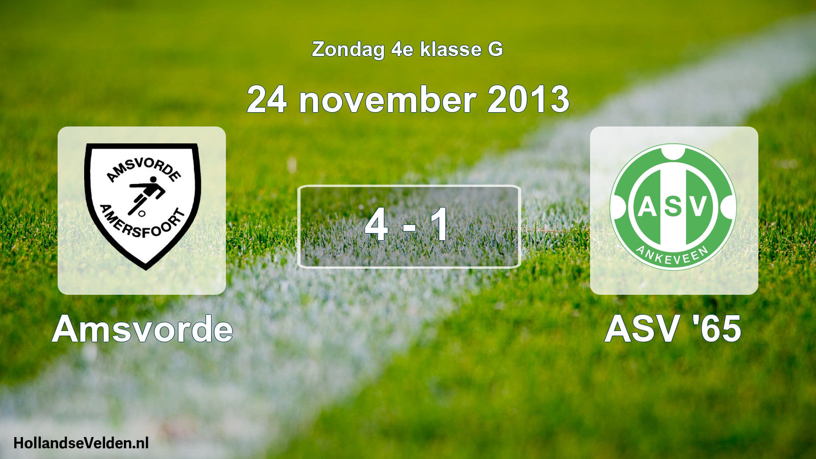 Total number of matches played: Amsvorde - ASV '65 4 - 1 (24 November 2013)