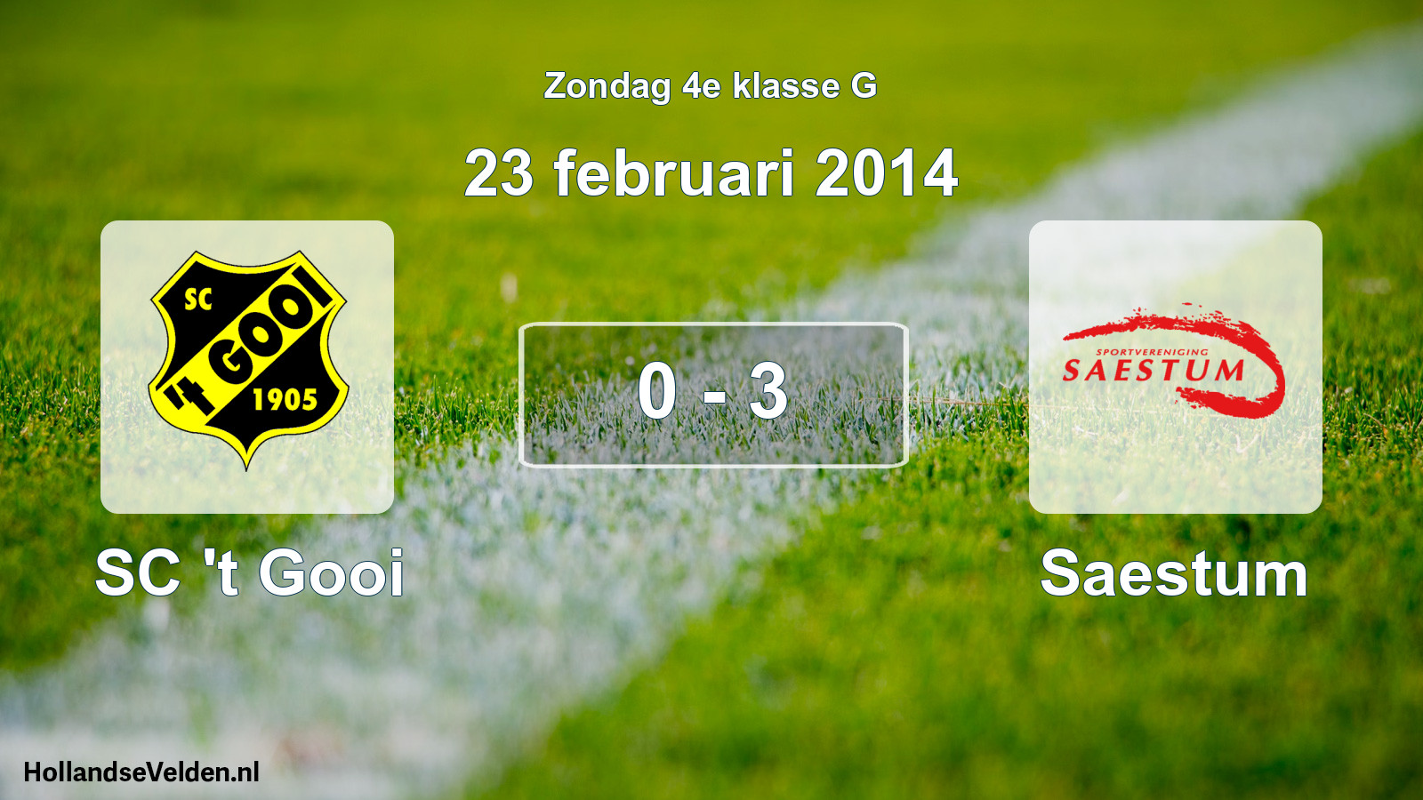 Total number of matches played: SC 't Gooi - Saestum 0 - 3 (23 February 2014)