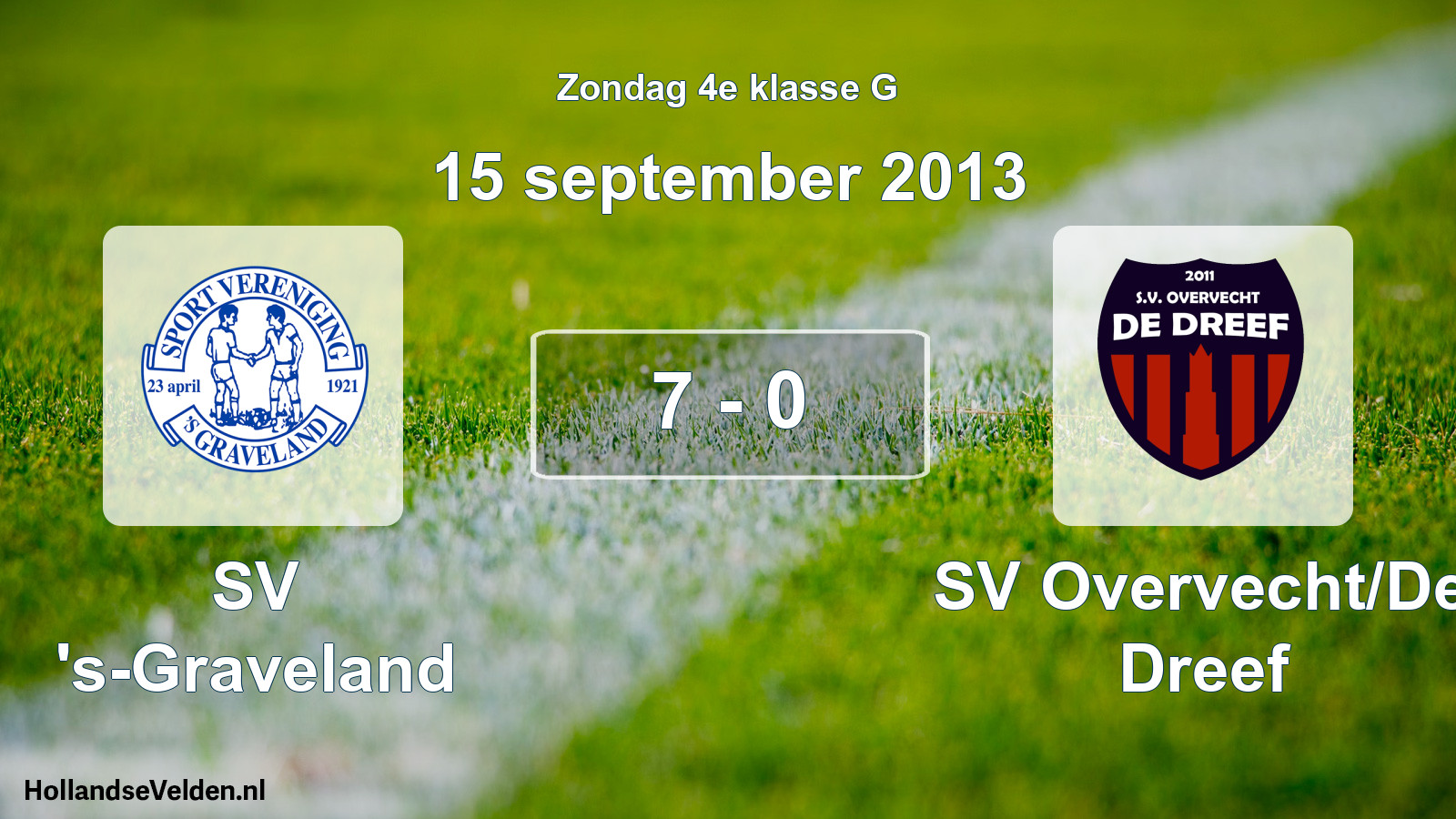 Total number of matches played: SV 's-Graveland - SV Overvecht/De Dreef 7 - 0 (15 September 2013)