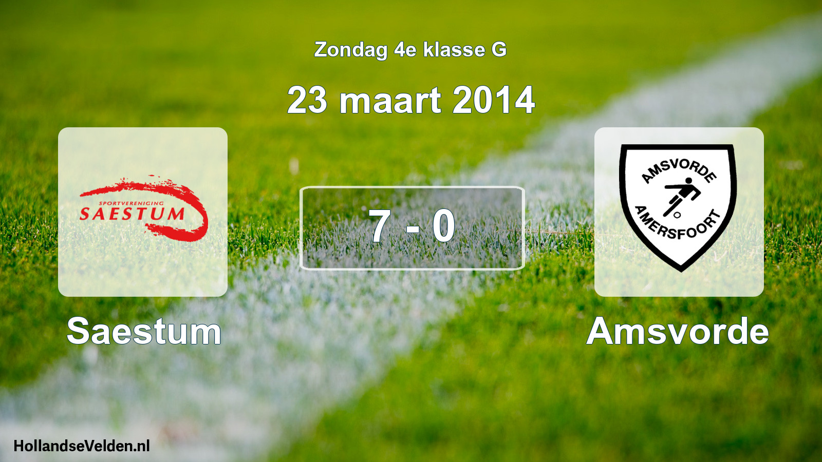 Total number of matches played: Saestum - Amsvorde 7 - 0 (23 March 2014)