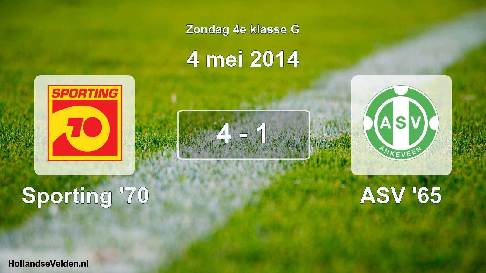 Total number of matches played: Sporting '70 - ASV '65 4 - 1 (4 May 2014)