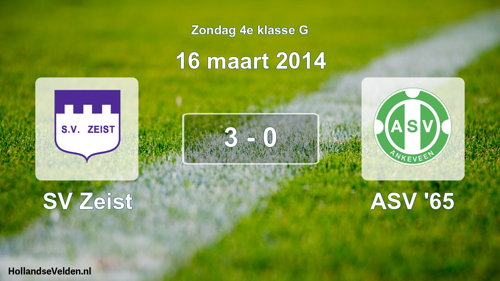 Total number of matches played: SV Zeist - ASV '65 3 - 0 (16 March 2014)