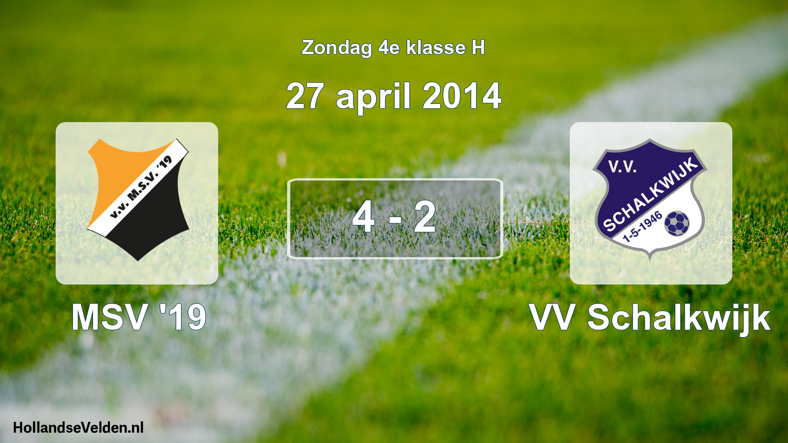 Total number of matches played: MSV '19 - VV Schalkwijk 4 - 2 (27 April 2014)