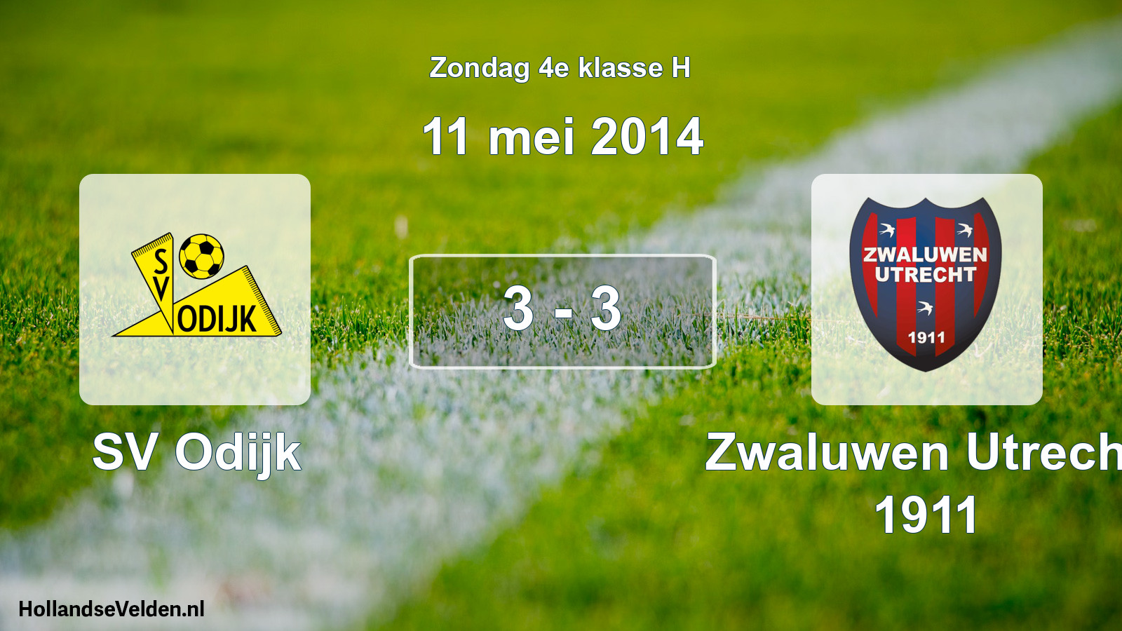 Total number of matches played: SV Odijk - Zwaluwen Utrecht 1911 3 - 3 (11 May 2014)
