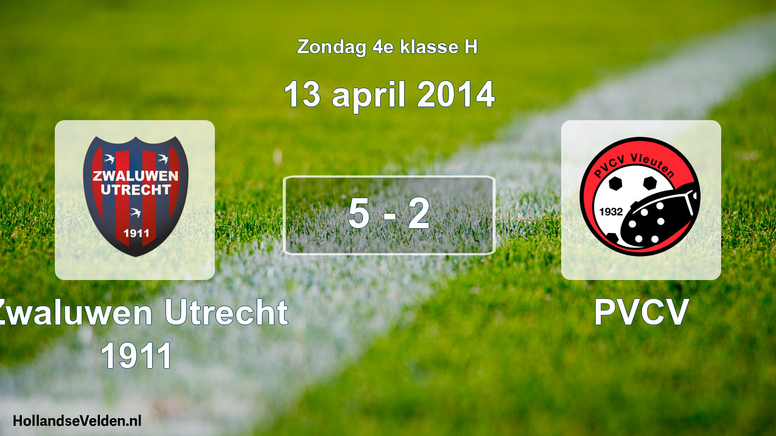 Total number of matches played: Zwaluwen Utrecht 1911 - PVCV 5 - 2 (13 April 2014)