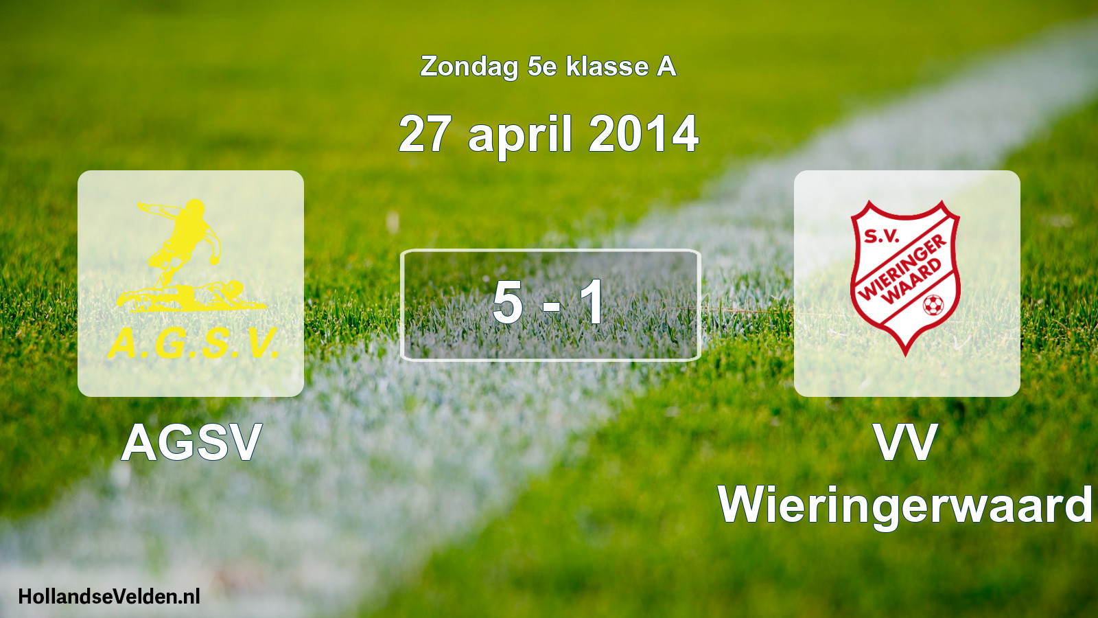 Total number of matches played: AGSV - VV Wieringerwaard 5 - 1 (27 April 2014)