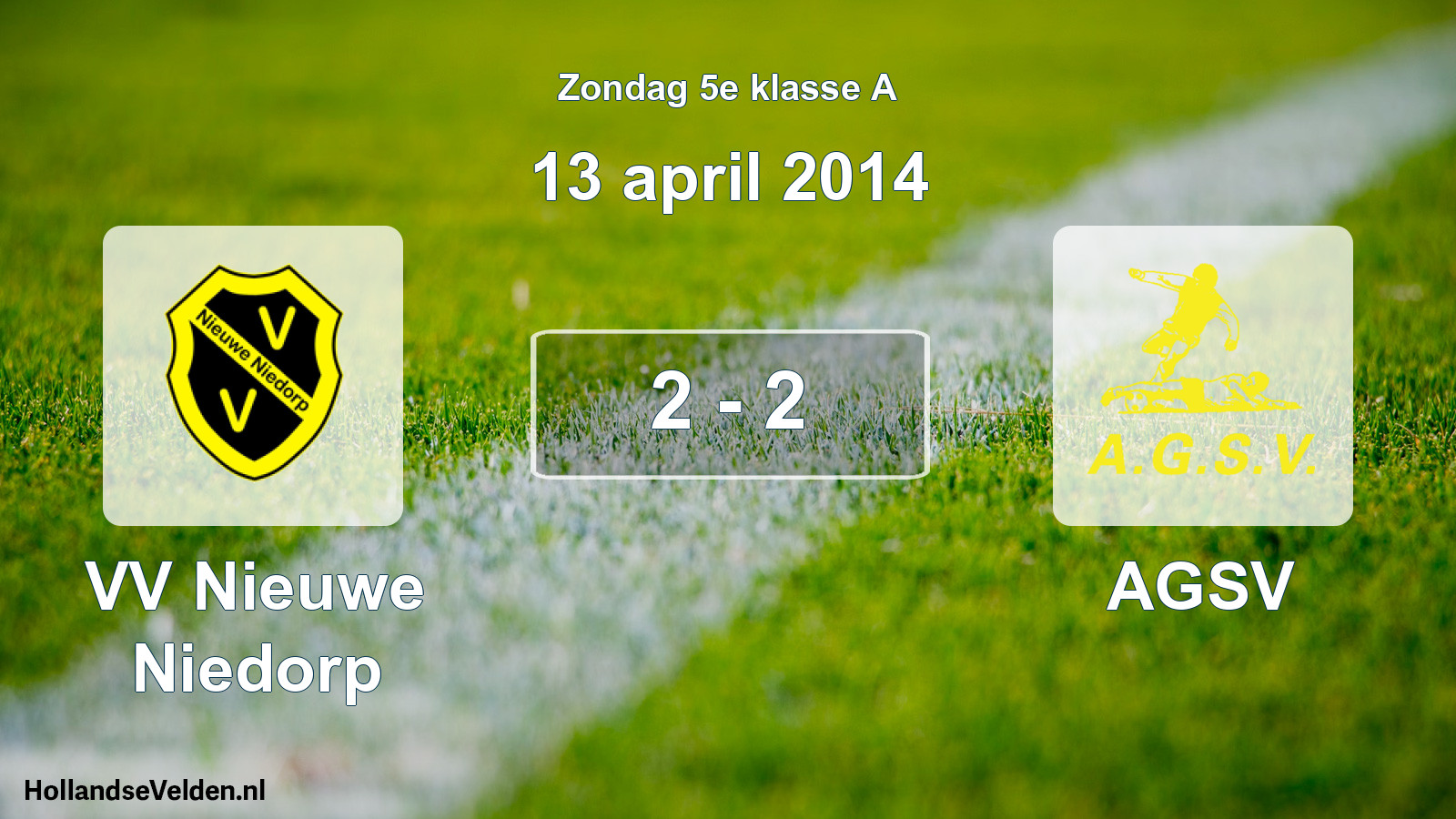 Total number of matches played: VV Nieuwe Niedorp - AGSV 2 - 2 (13 April 2014)
