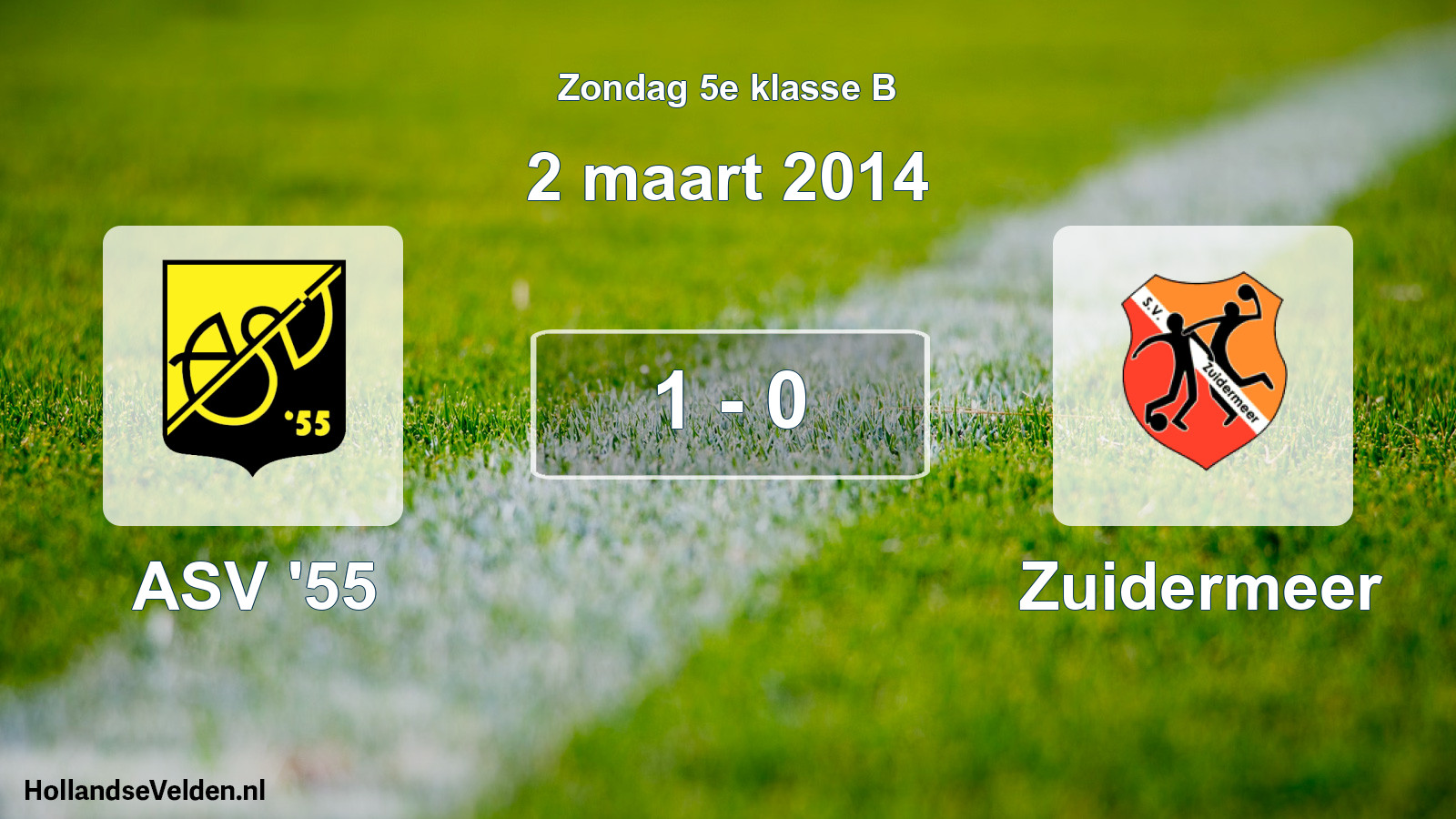 Total number of matches played: ASV '55 - Zuidermeer 1 - 0 (2 March 2014)